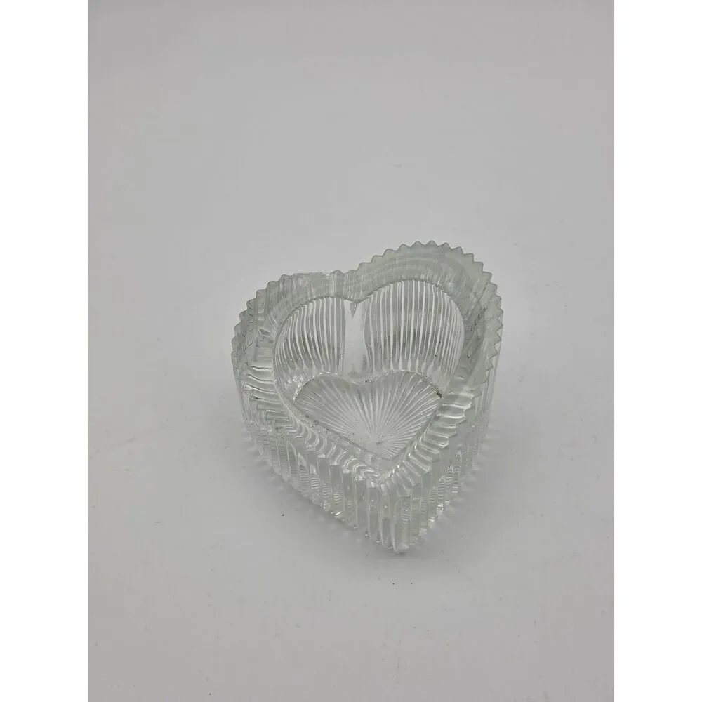 Vintage Mikasa Crystal Slanted Heart Tealight Votive Candle Holder Trinket Dish